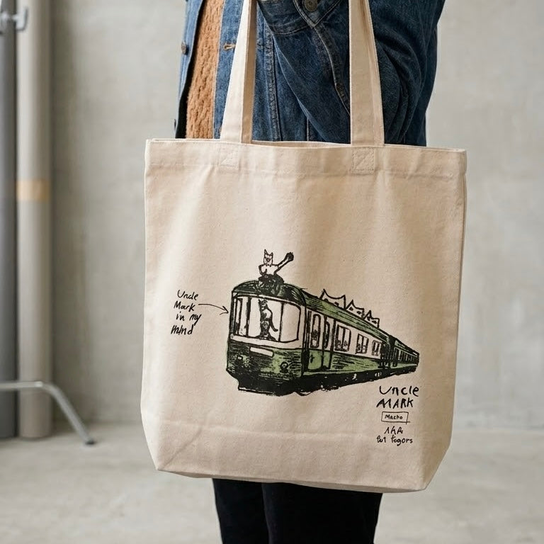 UNCLE MARK TRAIN(電車）！！NEW！！ヘヴィー キャンバス トートバッグ（中）